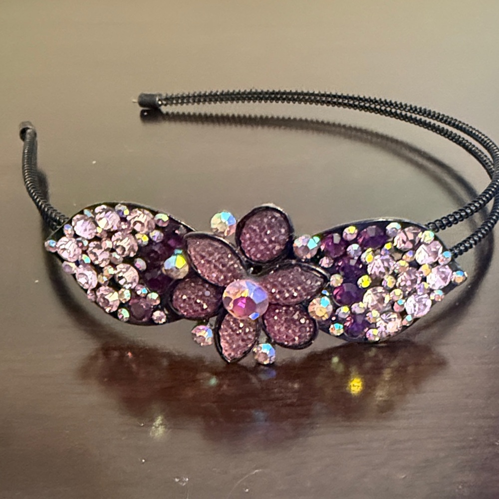 Chic Purple Crystal Flower Headband